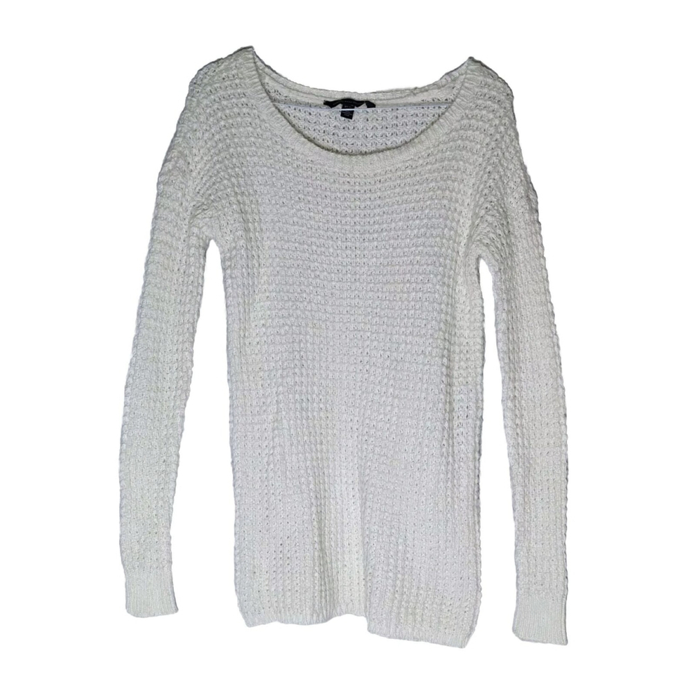 American Eagle Open Knit Oversized Sweater Womens XS Stretch Cream Top Long